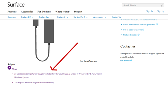 surface rt ethernet