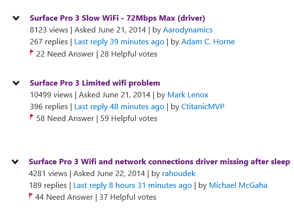 sp3 wifi bugs